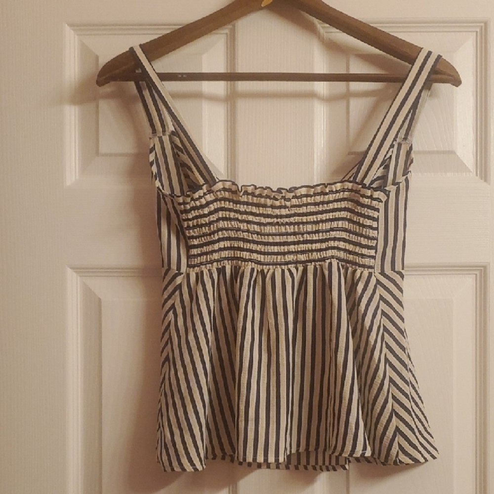Forever 21 Y2k Black and White Striped Tank Top Strappy Low Back Elastic - Picture 7 of 9